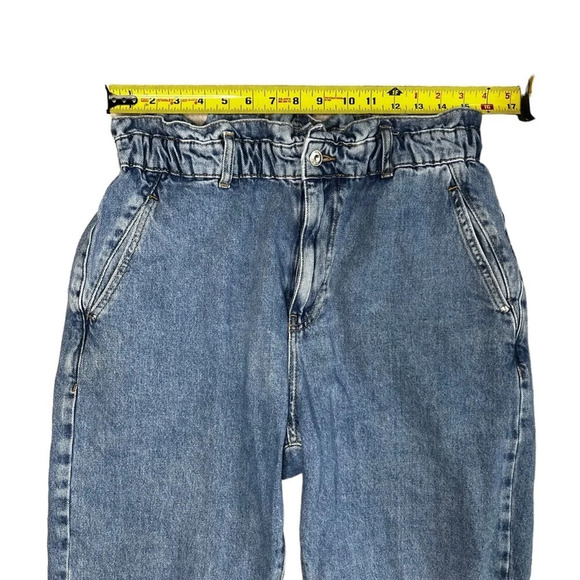 Zara 90’s Vintage Style Paper Bag Carrot Leg Ankle Jeans Size 10 - Picture 5 of 13